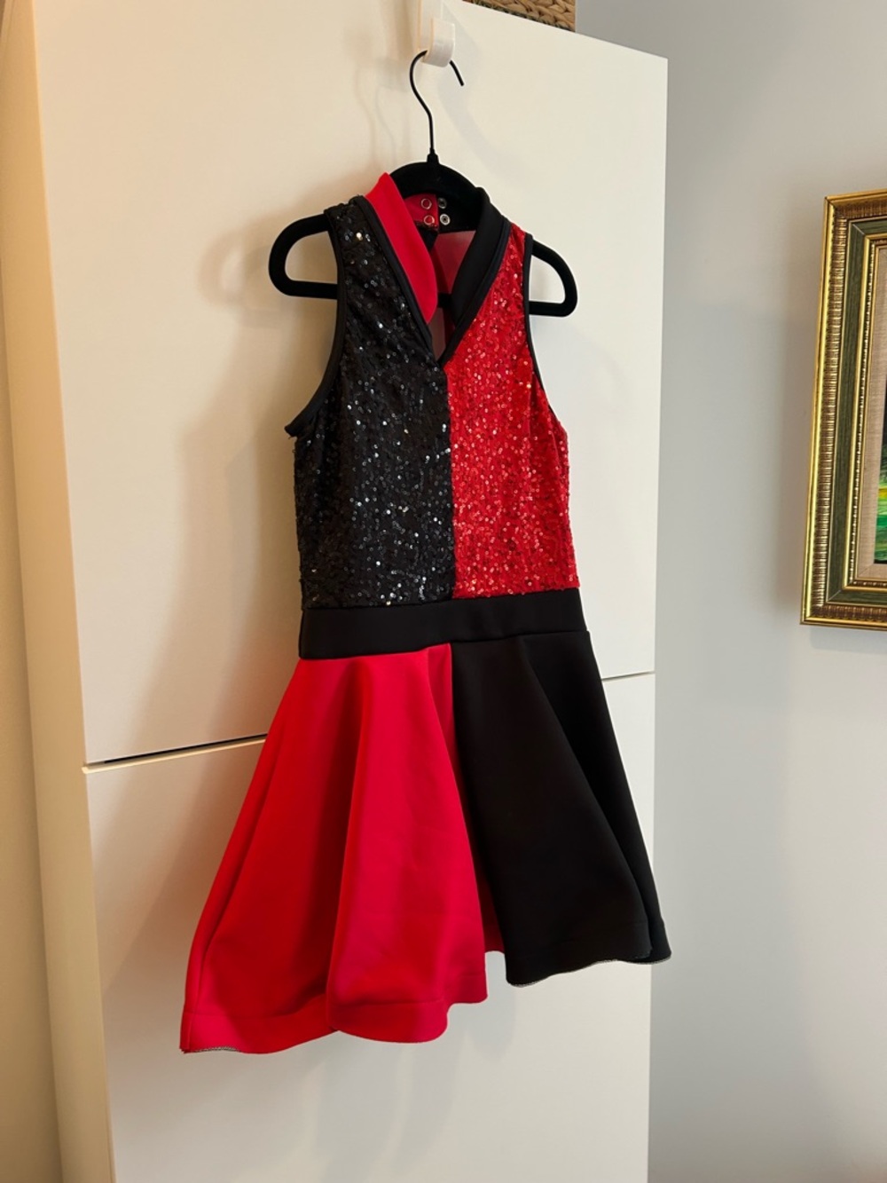 Weissman Red & Black Sequin Panel Dance Costume - MC (10/12) - Picture 6 of 15